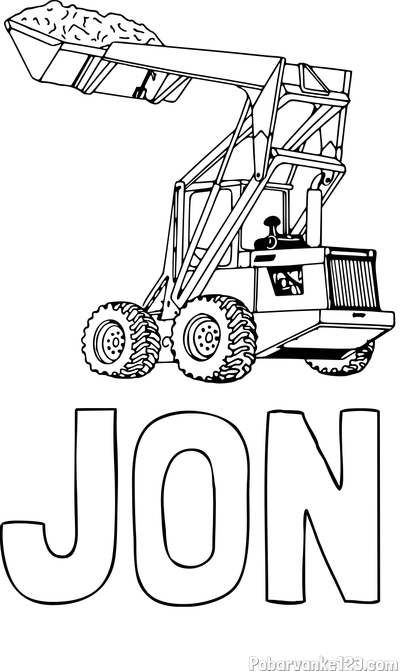 Pobarvanka imena JON in pobarvanka velikega traktorja