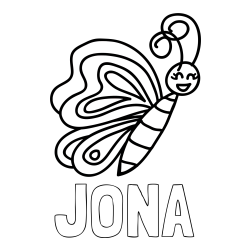 Pobarvanka imena JONA in pobarvanka ljubkega metulja