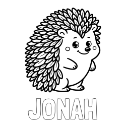Online izdelana pobarvanka - Pobarvanka imena JONAH in pobarvanka prisrčnega ježka