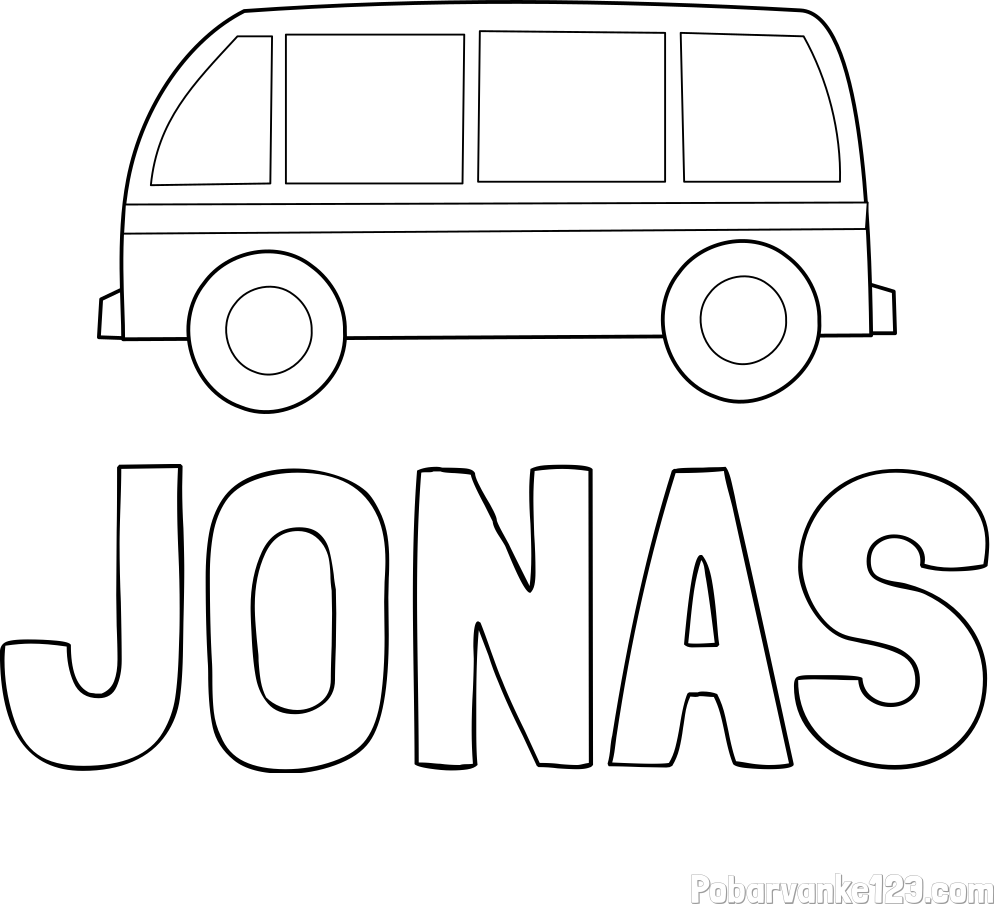 Pobarvanka imena JONAS in avtobus