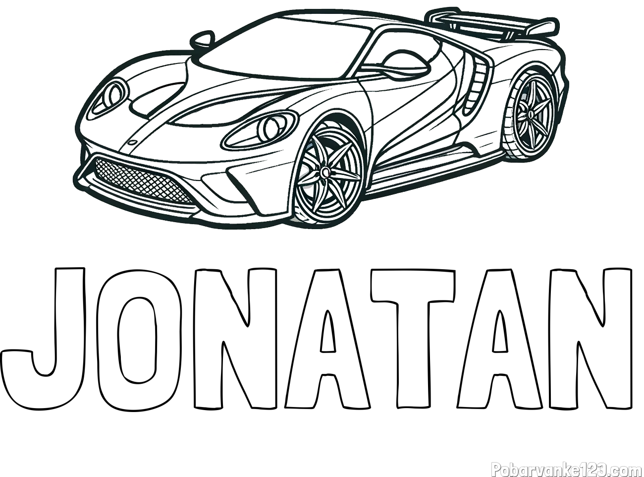 Pobarvanka imena JONATAN in Športni avtomobil
