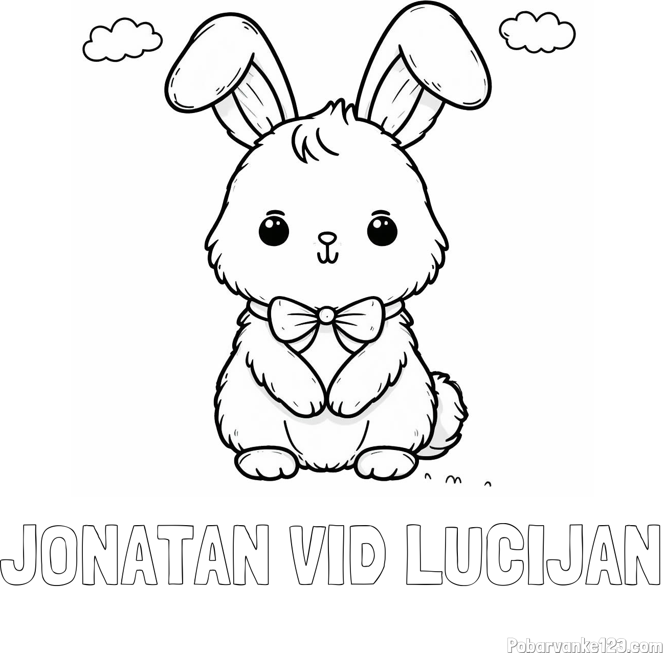 Pobarvanka imena JONATAN VID LUCIJAN in pobarvanka prikupnega zajčka