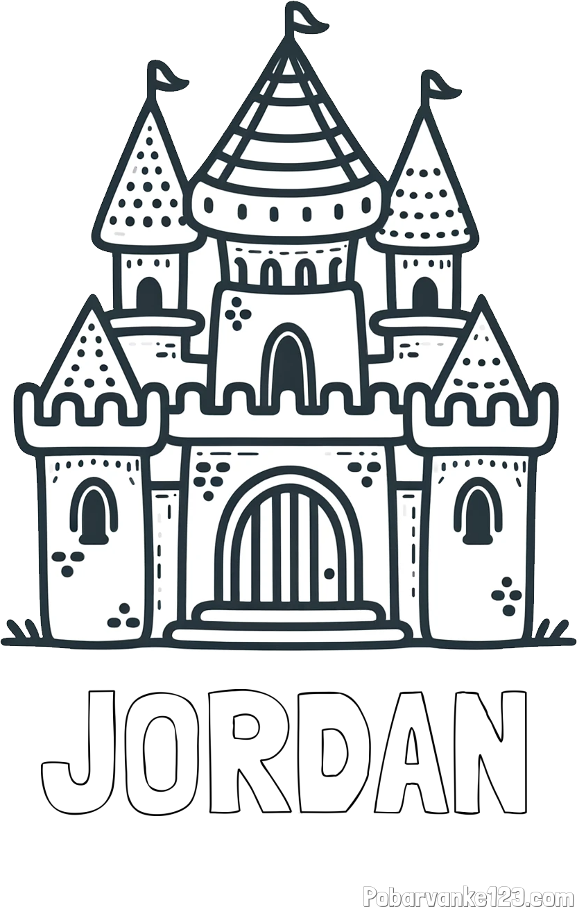 Pobarvanka imena JORDAN in otroška pobarvanka gradu