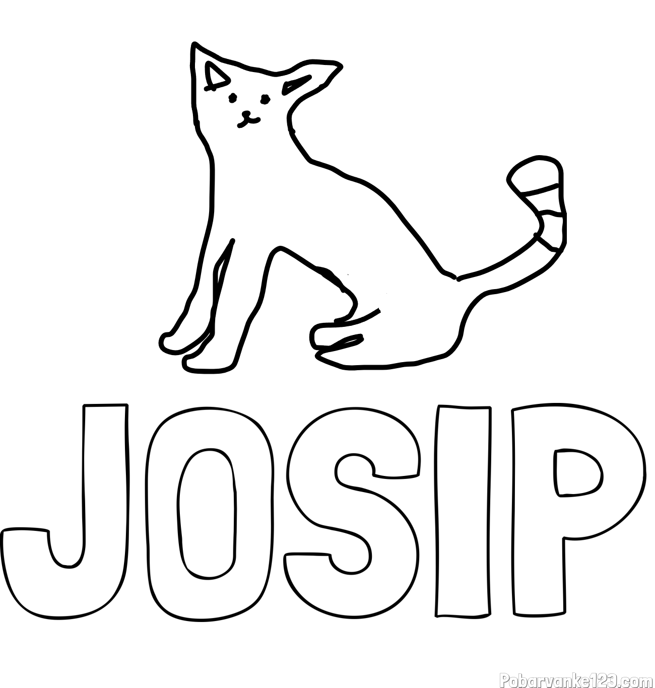 Pobarvanka imena JOSIP in moj debeli oranžni mačkon