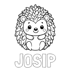 Online izdelana pobarvanka - Pobarvanka imena JOSIP in pobarvanka prikupnega ježa