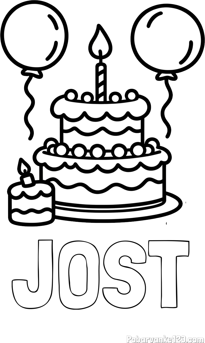 Pobarvanka imena JOŠT in pobarvanka velike rojstnodnevne torte