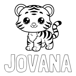 Online izdelana pobarvanka - Pobarvanka imena JOVANA in pobarvanka ljubkega tigrčka