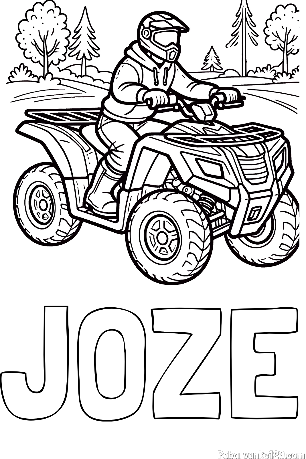 Pobarvanka imena JOŽE in pobarvanka motorista na štirikolesniku
