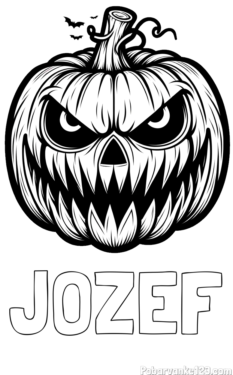 Pobarvanka imena JOŽEF in pobarvanka zlobne buče za noč čarovnic