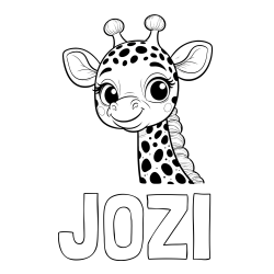 Online izdelana pobarvanka - Pobarvanka imena JOŽI in pobarvanka ljubke žirafe z velikimi očmi