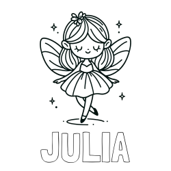 Online izdelana pobarvanka - Pobarvanka imena JULIA in enostavna pobarvanka čarobne vile