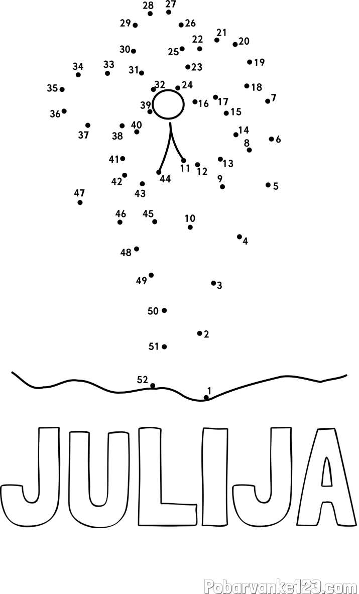Pobarvanka imena JULIJA in Črtna pobarvanka cvetlice