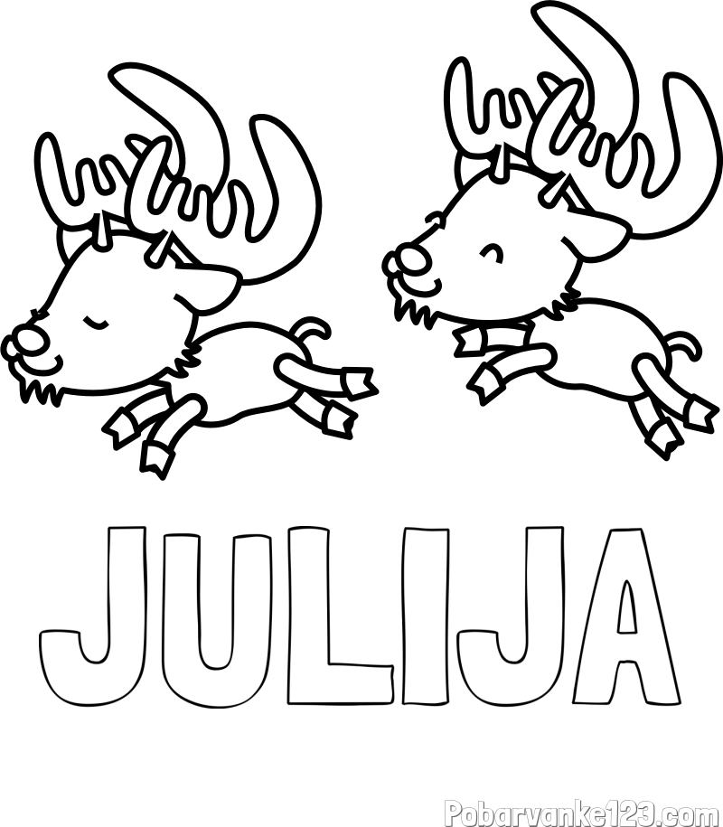 Pobarvanka imena JULIJA in jelenčka
