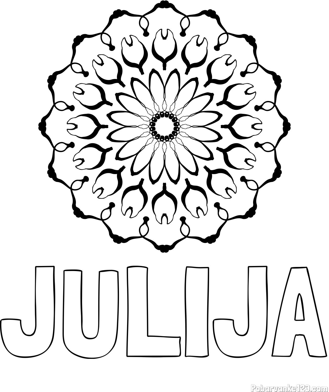 Pobarvanka imena JULIJA in mandale 3