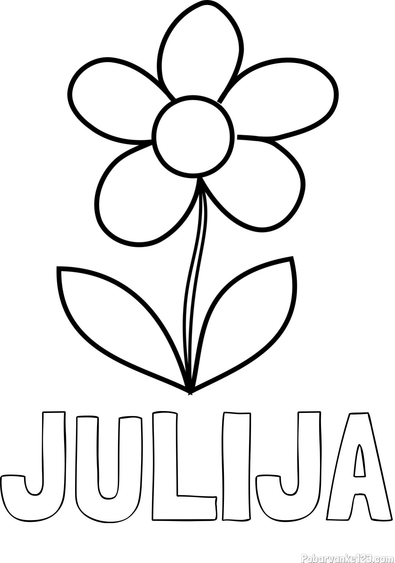 Pobarvanka imena JULIJA in otroška pobarvanka rože