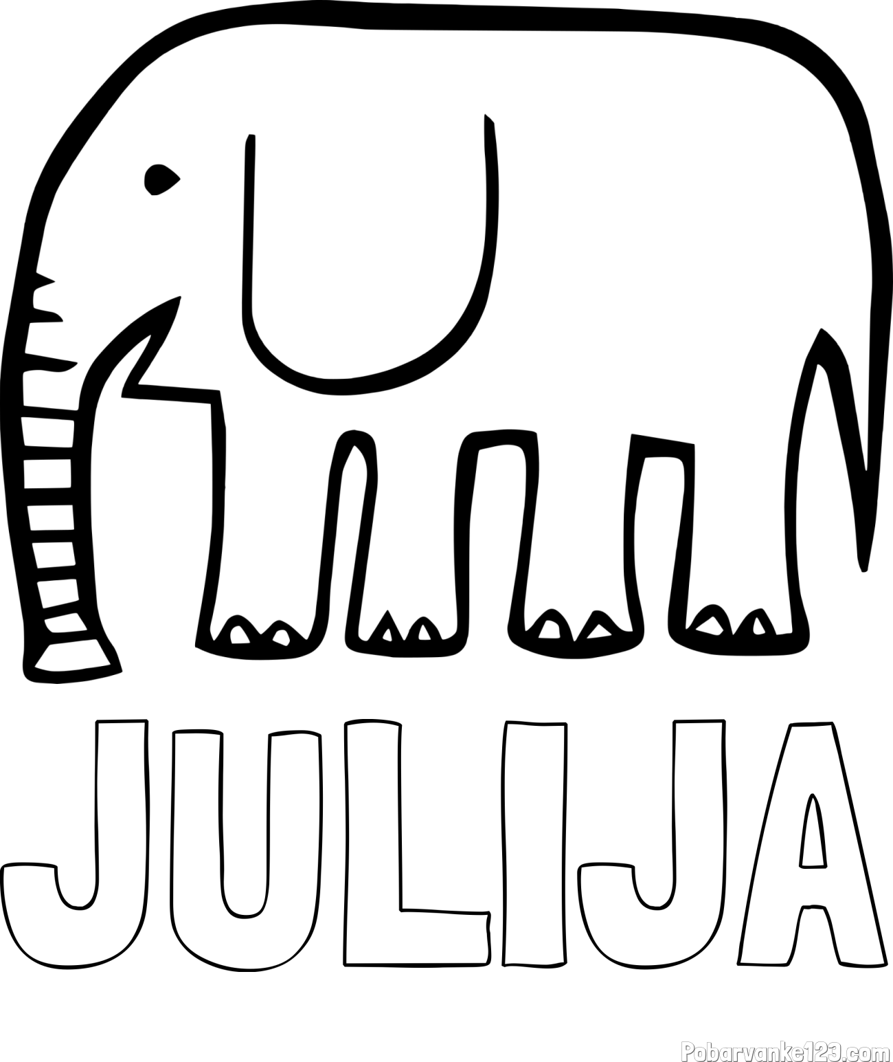 Pobarvanka imena JULIJA in otroška pobarvanka slona