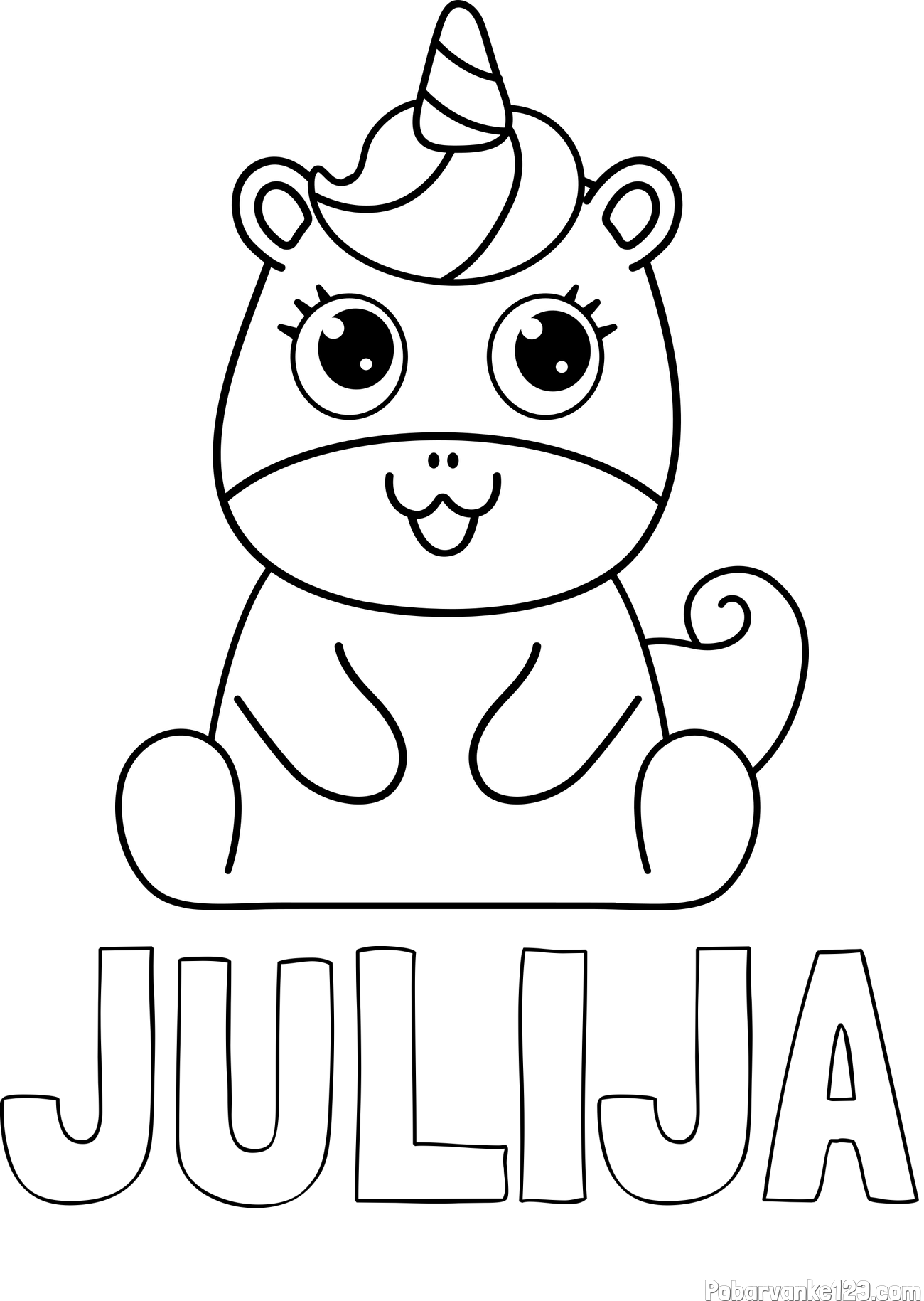 Pobarvanka imena JULIJA in pobarvanka čudovitega samoroga Unicorn