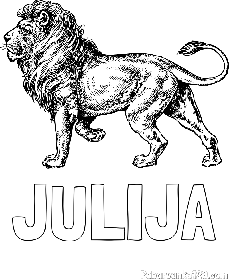 Pobarvanka imena JULIJA in pobarvanka leva