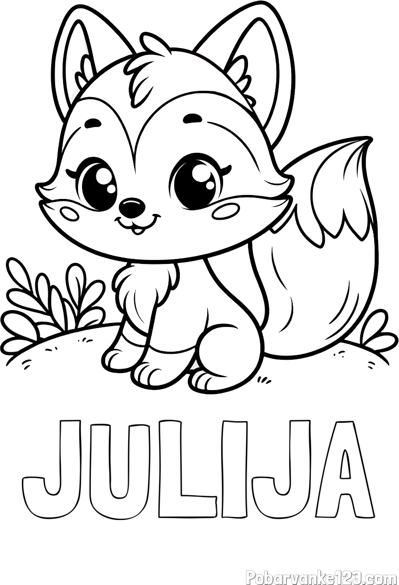 Pobarvanka imena JULIJA in pobarvanka lisičke