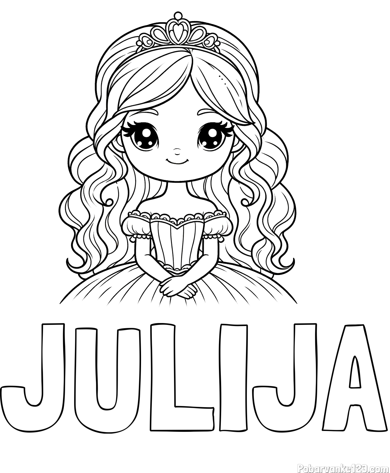 Pobarvanka imena JULIJA in pobarvanka ljubke princese