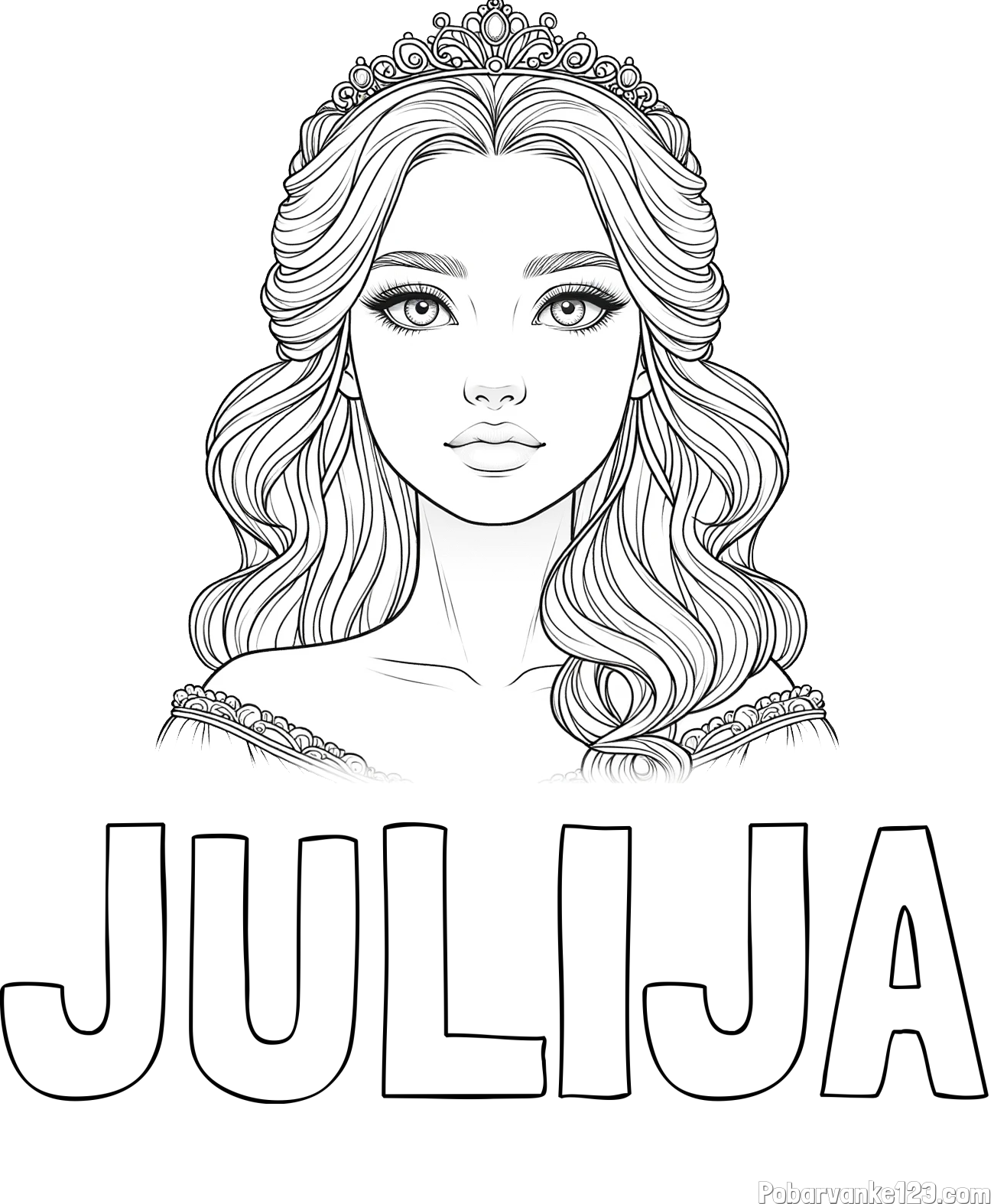 Pobarvanka imena JULIJA in pobarvanka ljubke princese s krono