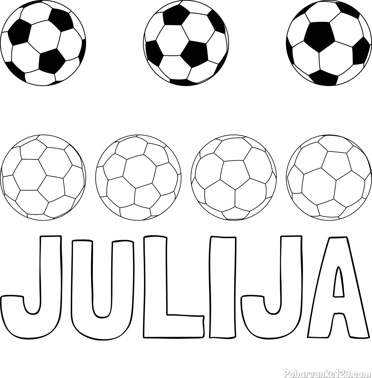Pobarvanka imena JULIJA in pobarvanka nogometnih žog