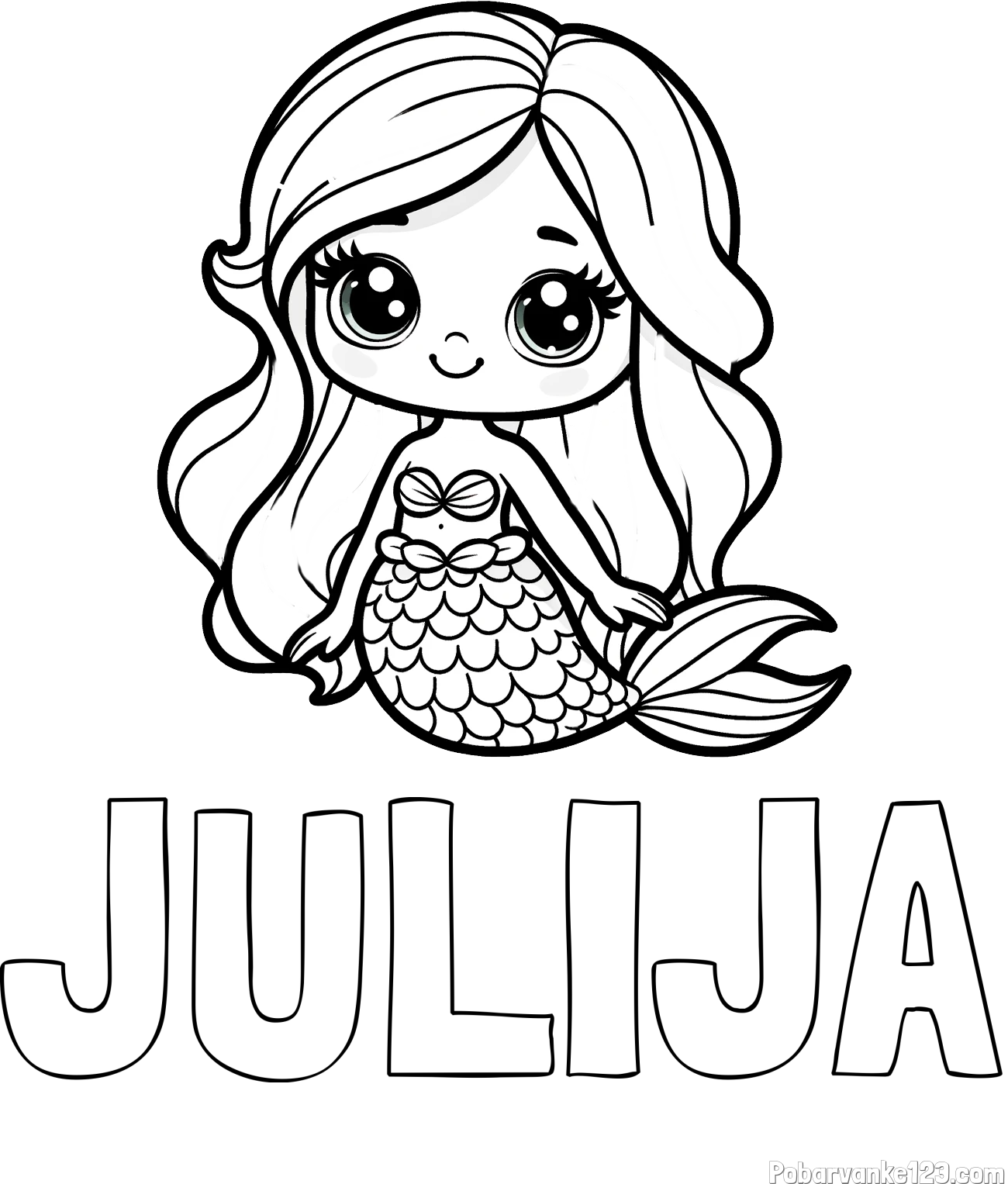 Pobarvanka imena JULIJA in pobarvanka prikupne morske deklice