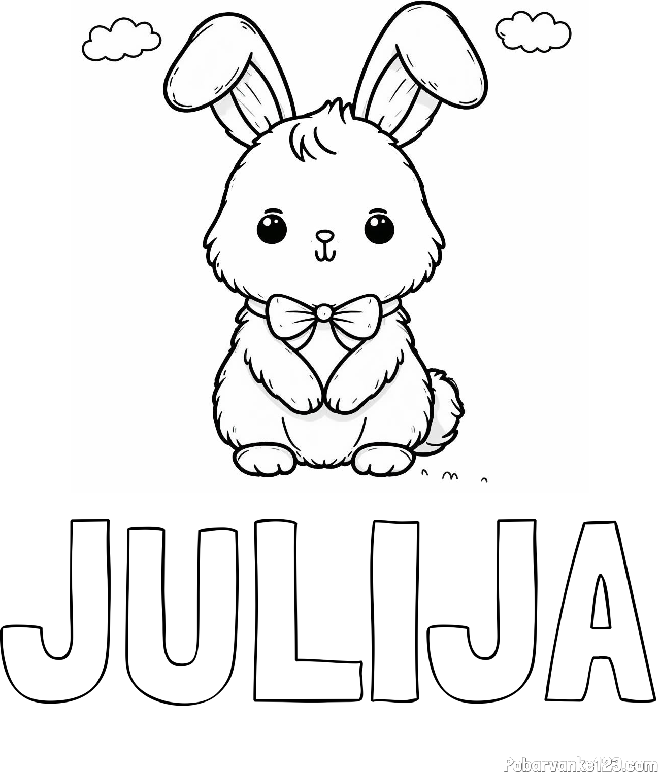 Pobarvanka imena JULIJA in pobarvanka prikupnega zajčka