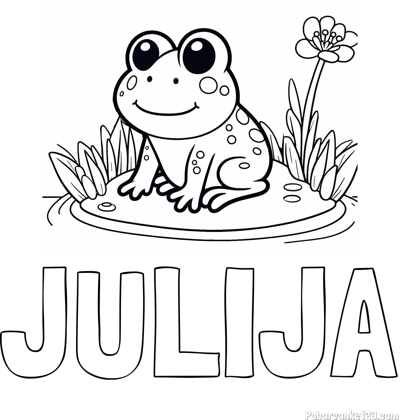 Pobarvanka imena JULIJA in pobarvanka žabe