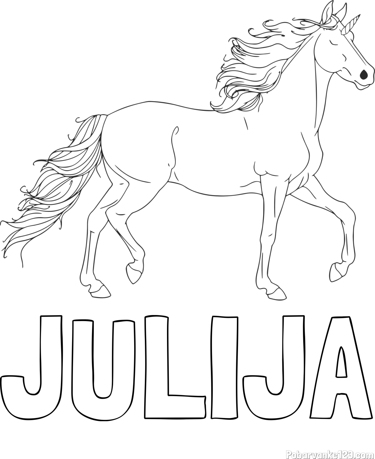 Pobarvanka imena JULIJA in samorog