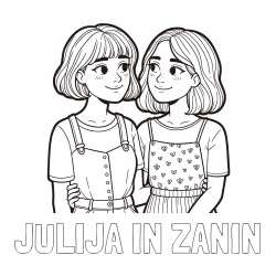 Online izdelana pobarvanka - Pobarvanka imena JULIJA IN ŽANIN in pobarvanka dveh najboljših prijateljic