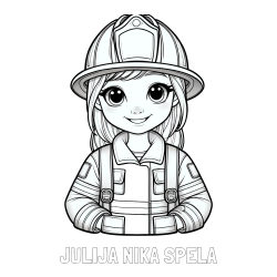Online izdelana pobarvanka - Pobarvanka imena JULIJA NIKA ŠPELA in pobarvanka ljubke gasilke
