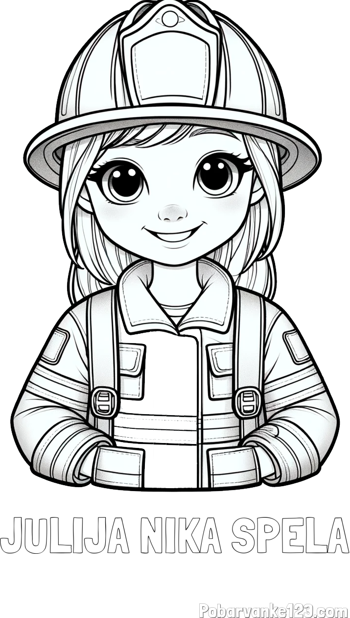 Pobarvanka imena JULIJA NIKA ŠPELA in pobarvanka ljubke gasilke