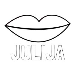 Pobarvanka imena JULIJA ter ustnic