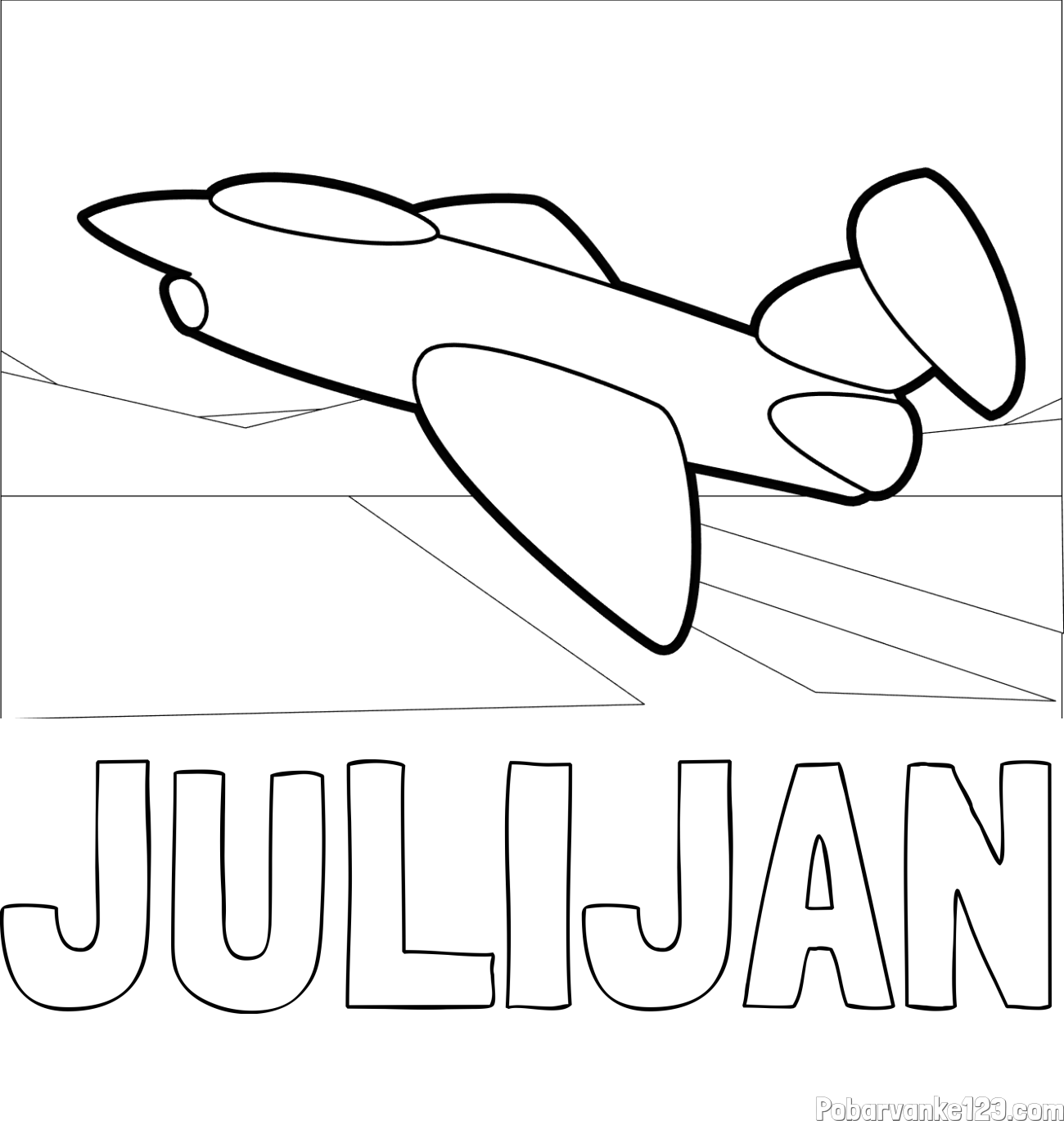 Pobarvanka imena JULIJAN in pobarvanka aviona med vzletom