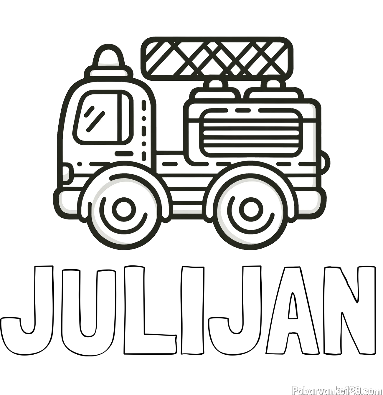 Pobarvanka imena JULIJAN in pobarvanka gasilski avto