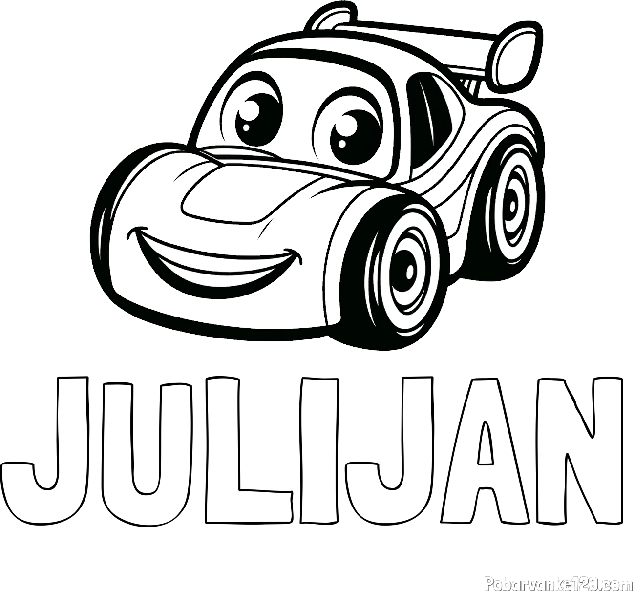 Pobarvanka imena JULIJAN in pobarvanka otroškega avtomobila