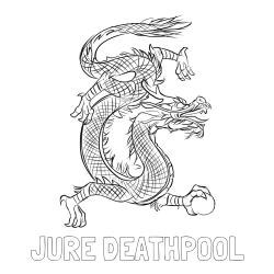 Online izdelana pobarvanka - Pobarvanka imena JURE DEATHPOOL in pobarvanka kitajskega zmaja