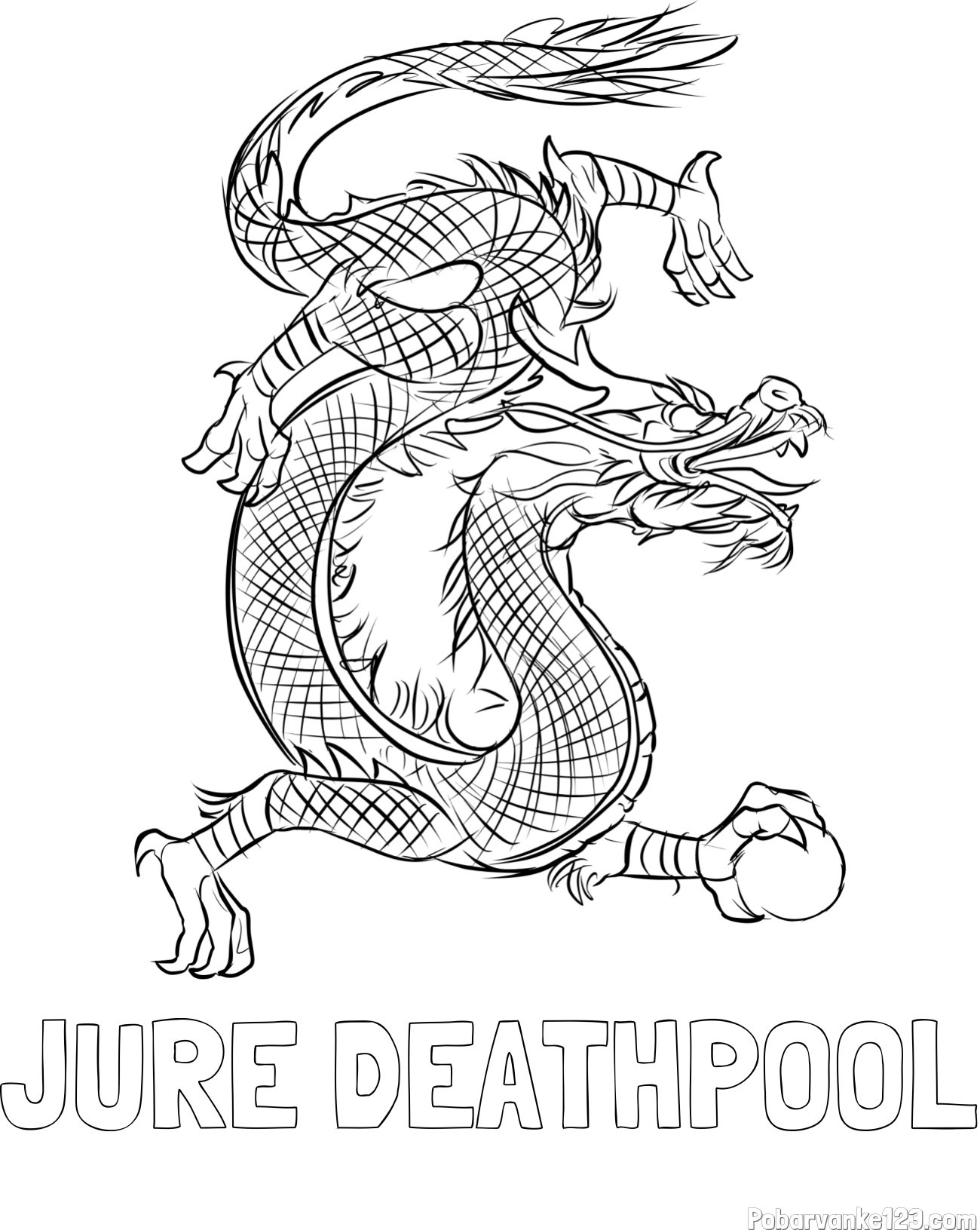 Pobarvanka imena JURE DEATHPOOL in pobarvanka kitajskega zmaja