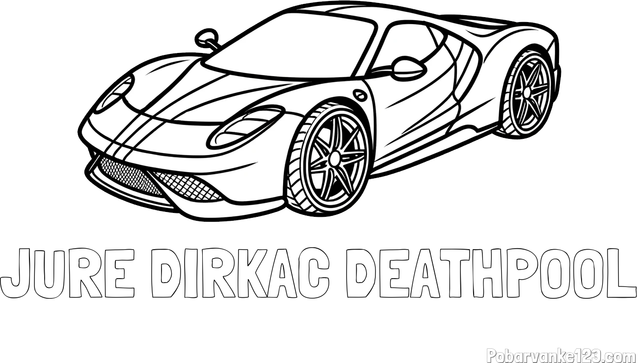 Pobarvanka imena JURE DIRKAČ DEATHPOOL in pobarvanka dirkalnega avtomobila
