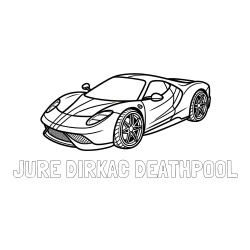 Online izdelana pobarvanka - Pobarvanka imena JURE DIRKAČ DEATHPOOL in pobarvanka dirkalnega avtomobila