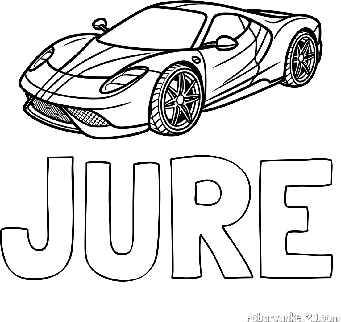 Pobarvanka imena JURE in pobarvanka dirkalnega avtomobila