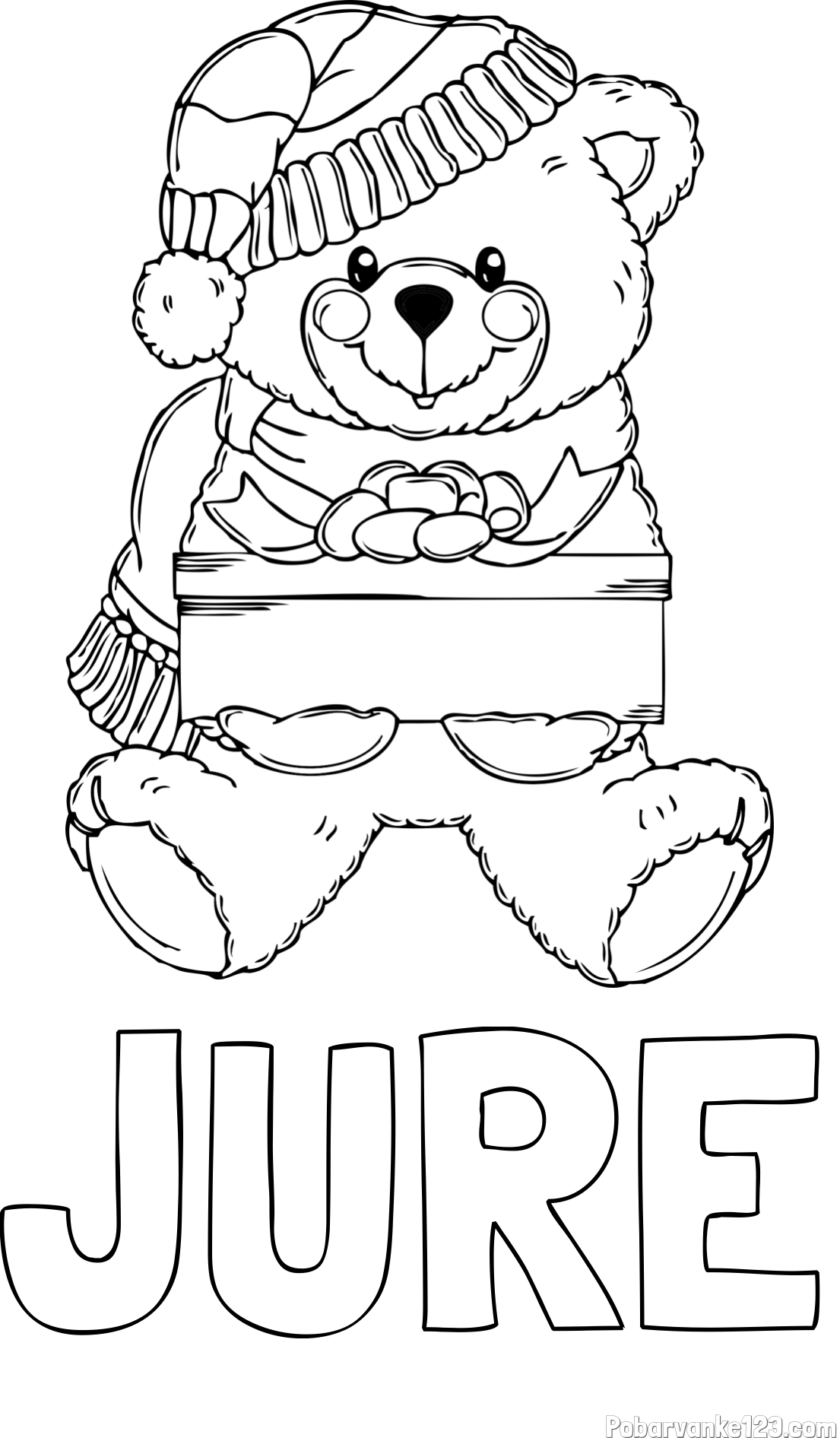 Pobarvanka imena JURE in pobarvanka ljubkega medvedka