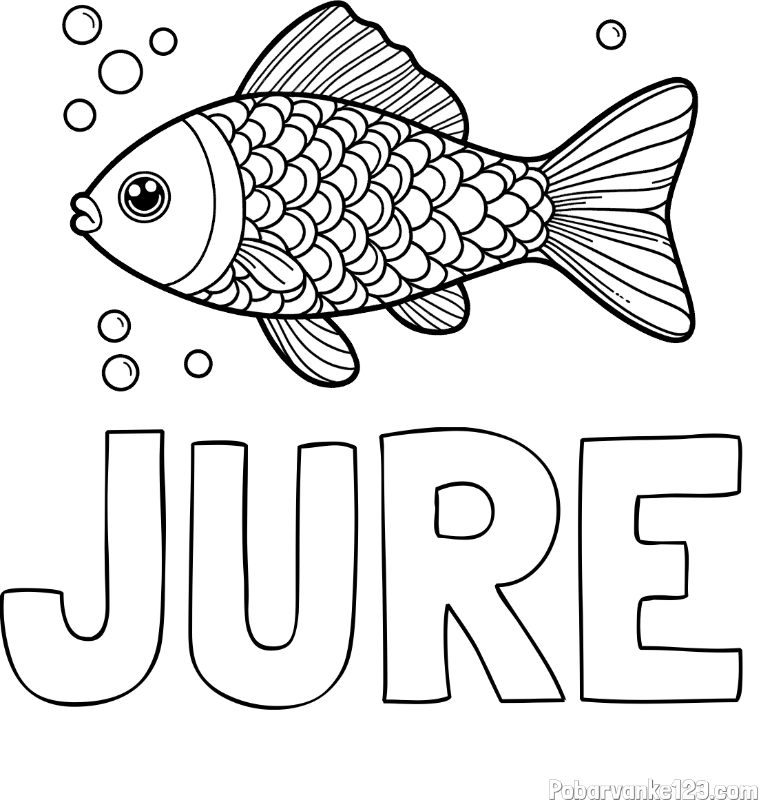 Pobarvanka imena JURE in pobarvanka ribe