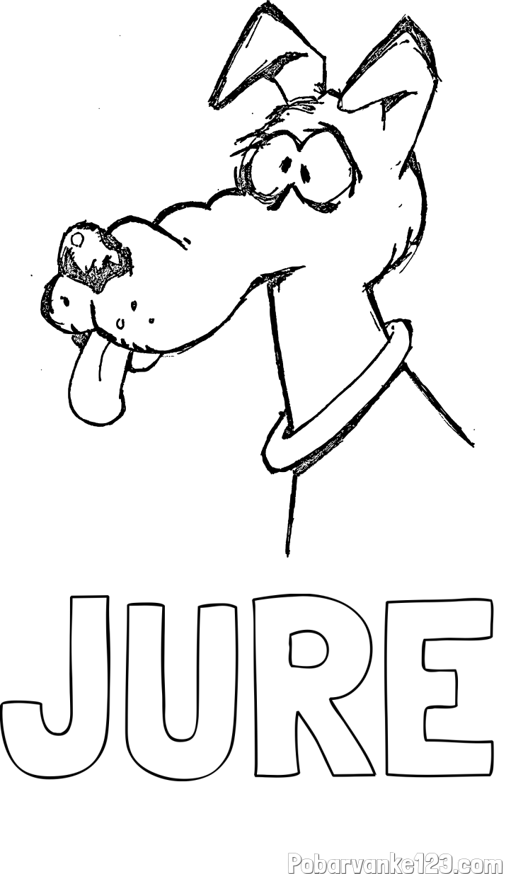 Pobarvanka imena JURE in pobarvanka smešnega kužka