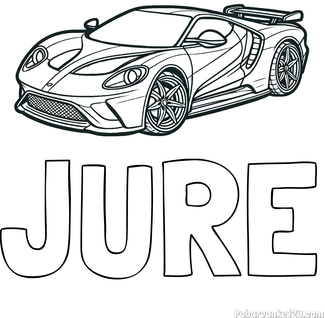 Pobarvanka imena JURE in Športni avtomobil