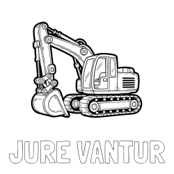 Online izdelana pobarvanka - Pobarvanka imena JURE VANTUR in pobarvanka velikega delovnega stroja - bagra