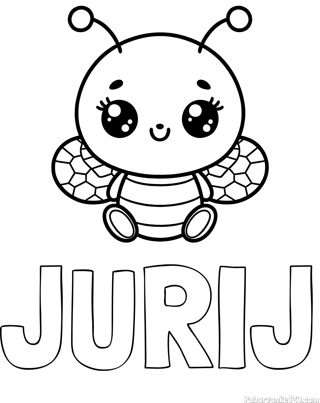 Pobarvanka imena JURIJ in otroška pobarvanka ljubke čebele