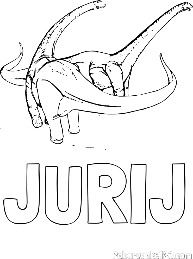 Pobarvanka imena JURIJ in pobarvanka dinozavra Alamosaurus