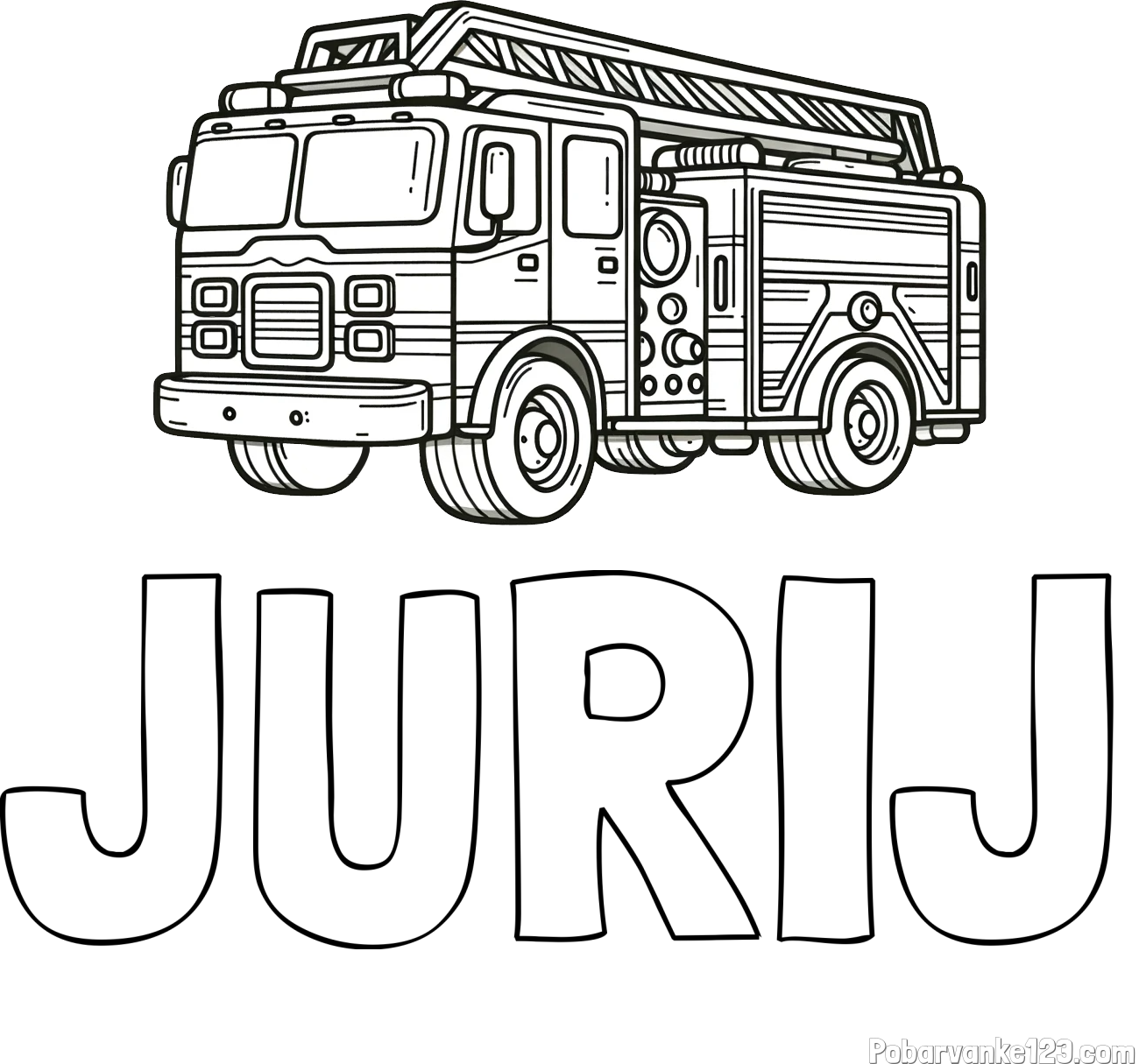 Pobarvanka imena JURIJ in pobarvanka gasilskega avta z veliko podrobnostmi